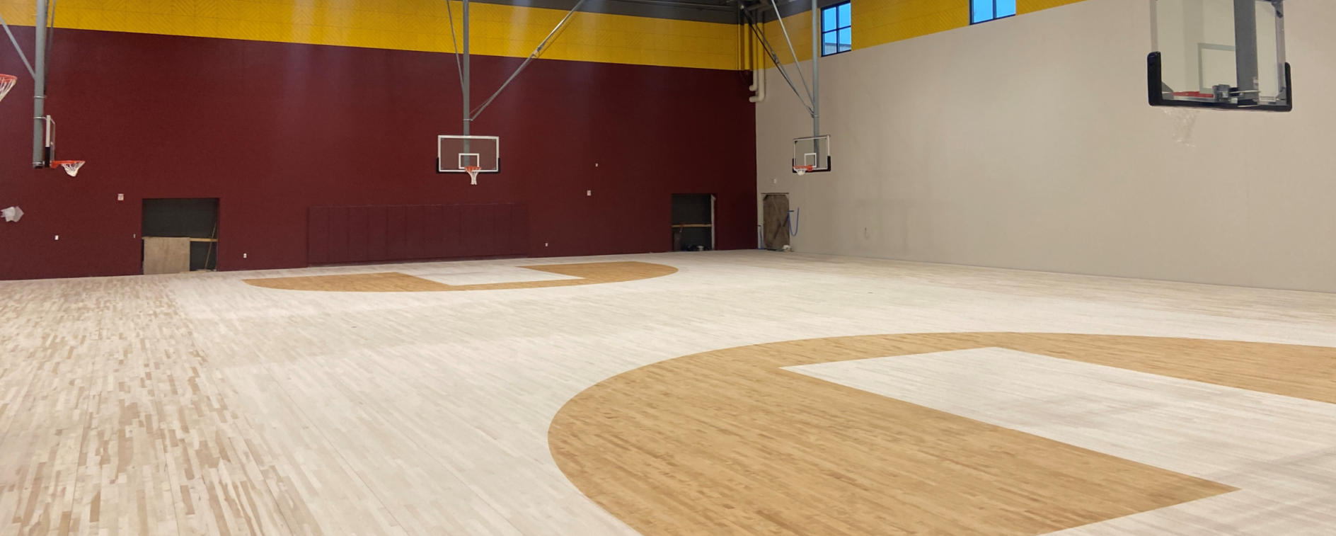 2025 12 23 - new gym flooring installed and sanded ready for paint and finish