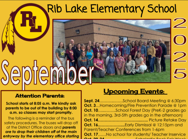 Rib Lake Elementary School Monthly Newsletter