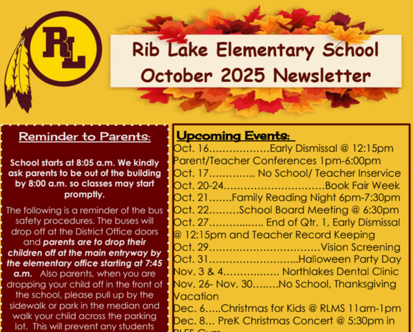 Rib Lake Elementary School Monthly Newsletter