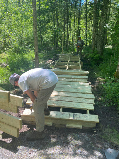 Laying the boardwalk decking