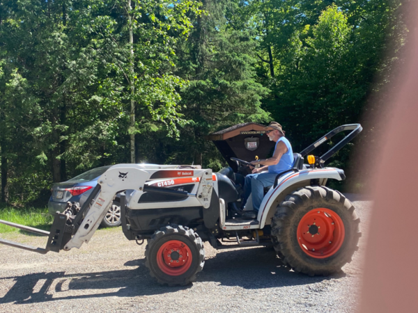 Rollie getting some sunshine while working