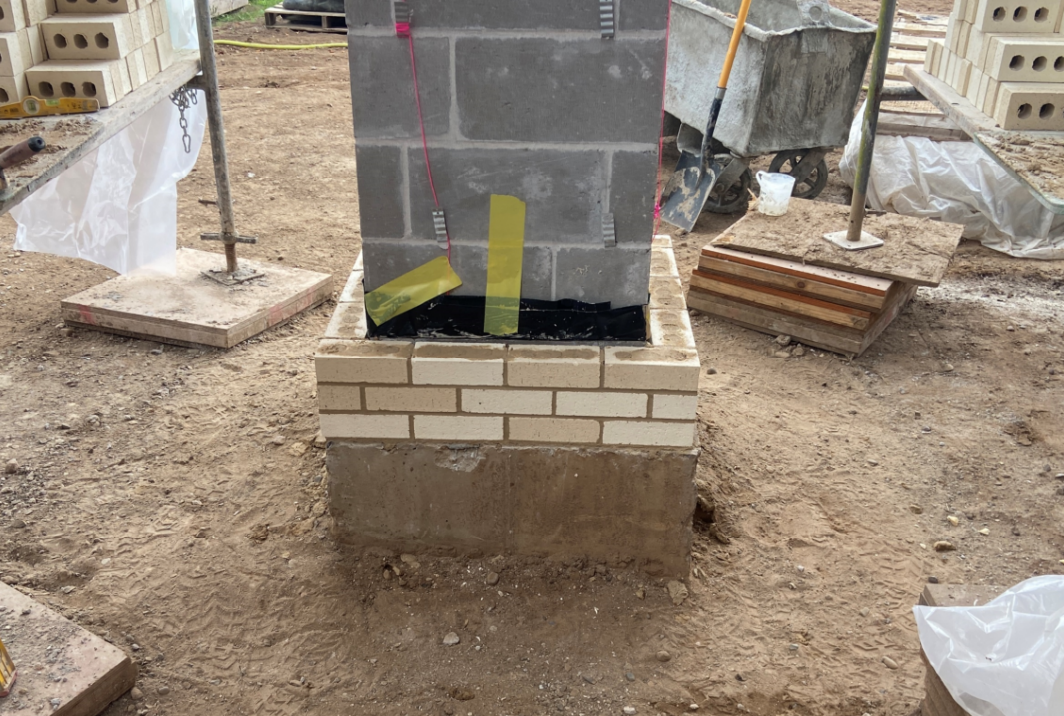 The exterior brick has begun on the addition.