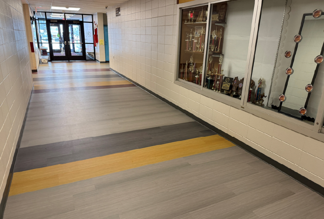 Mirrors, paper towel dispensers, grab bars and more have been installed in the addition restrooms