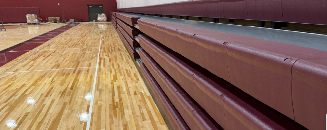 The north side gym bleachers have been installed
