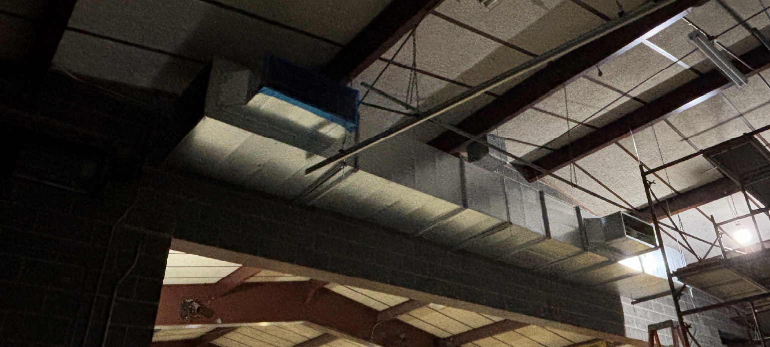 new ductwork installed above stage