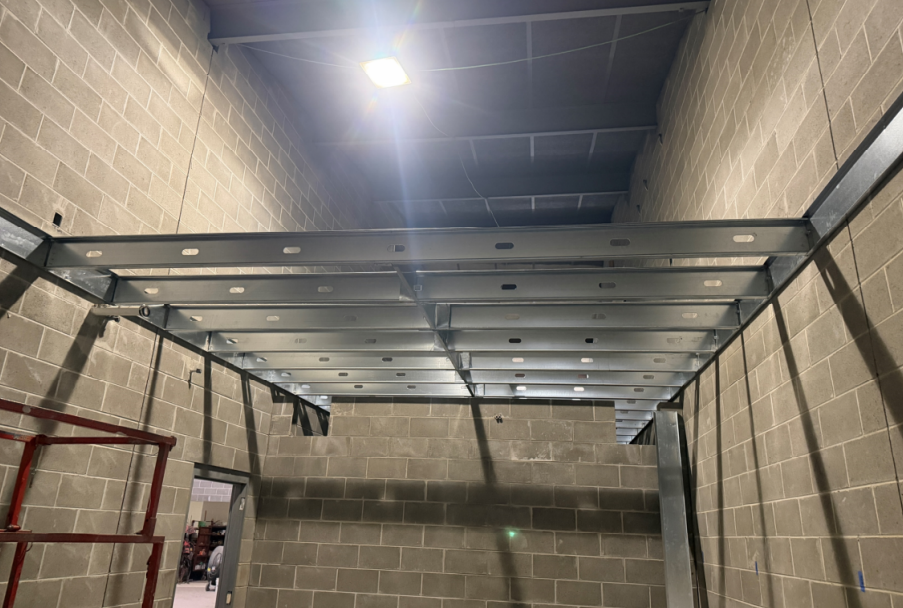 Framing has begun on the new sound mezzanine