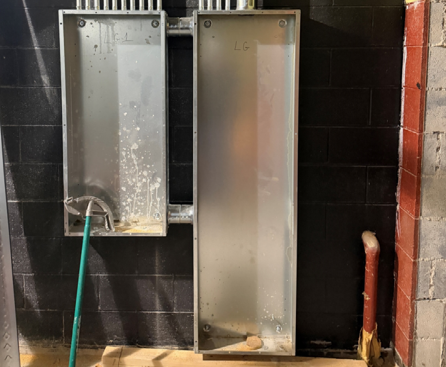 The new electrical panels have been mounted in the west, stage storage room