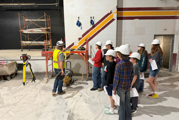 middle school students in the renovation area to learn more about the trades. Students had the chance to meet with the mechanical, electrical, and general trades contractors to ask questions and learn more about the different construction careers